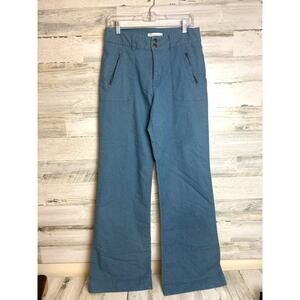 French Connection women size 8 light blue wide leg pants zip pocket casual